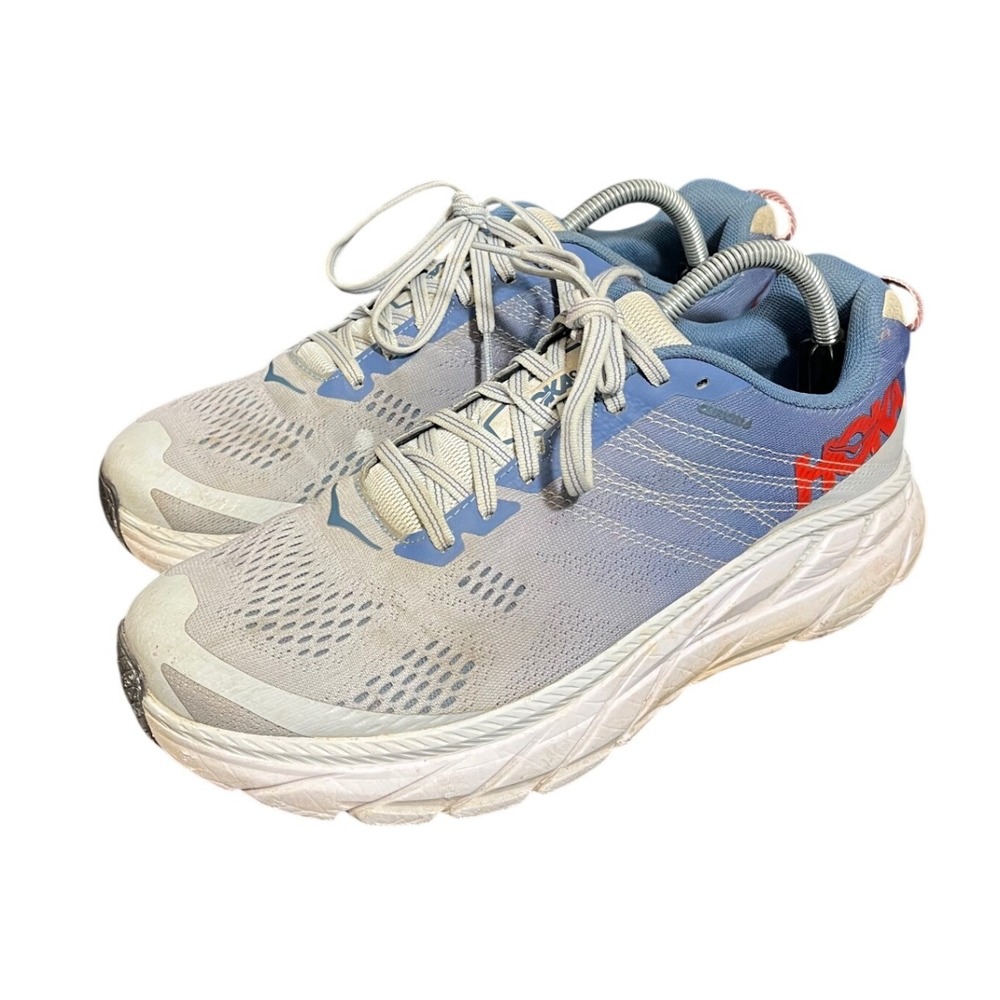 Hoka One One Clifton 6 Womens 10.5 Blue White‎ Running Shoes 1102873 PAMB